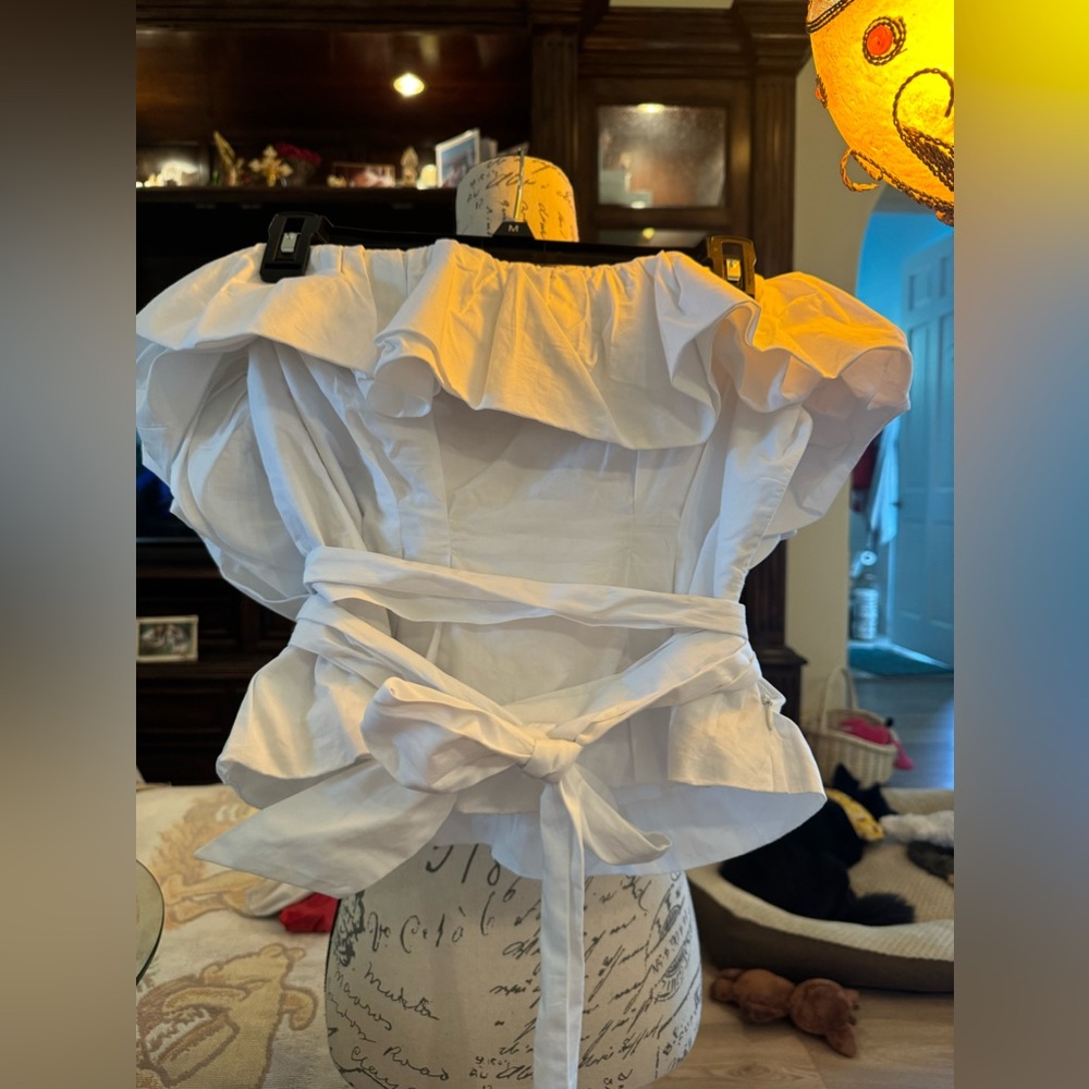 Zara med off the shoulder top nwt! So cute zipper side! White!
